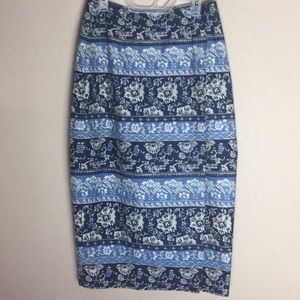 Carolina Colours Floral Denim Wrap Midi Skirt Sz M